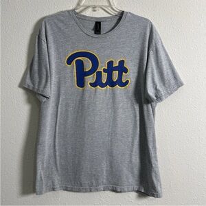 Pittsburgh University Pitt Panthers Mens Large Gray Gildan T-Shirt NCAA Classic